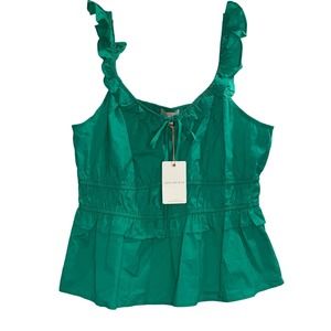 Skies are Blue NWT Sz M Stitch Fix Womens Flirty Ruffle Smocked Top Jade Green‎
